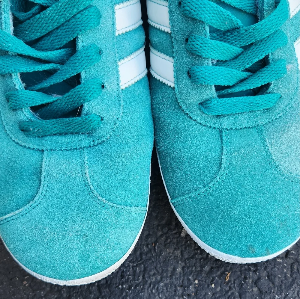 Adidas Suede Gazelle Turquoise Low Top Arctic Fusion Leather Mens Trainers 10M - Picture 3 of 7